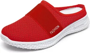 Womens Mules Comfortable Orthopedic Shoes with Arch Support Breathable Hollow Out Clogs Lightweight Open Back Shoes Diabetic Air-Cushion Slip-On Walking Shoe Closed Toe Mules