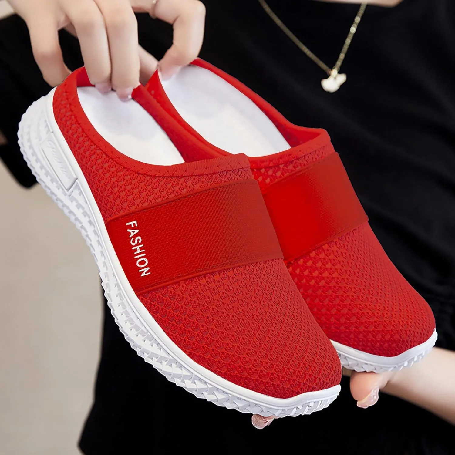 Womens Mules Comfortable Orthopedic Shoes with Arch Support Breathable Hollow Out Clogs Lightweight Open Back Shoes Diabetic Air-Cushion Slip-On Walking Shoe Closed Toe Mules