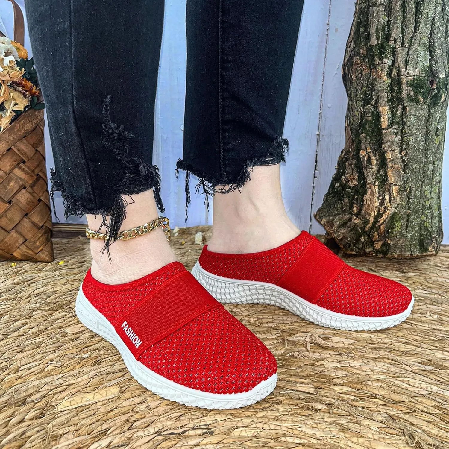 Womens Mules Comfortable Orthopedic Shoes with Arch Support Breathable Hollow Out Clogs Lightweight Open Back Shoes Diabetic Air-Cushion Slip-On Walking Shoe Closed Toe Mules