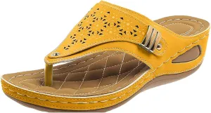 Womens Orthopedic Sandals Arch Support Wedg Sandals Summer Dressy Platform Flip Flops Arch Support Silppers Comfortable Slip on Sandal Summer Flat Open Toe Shoes