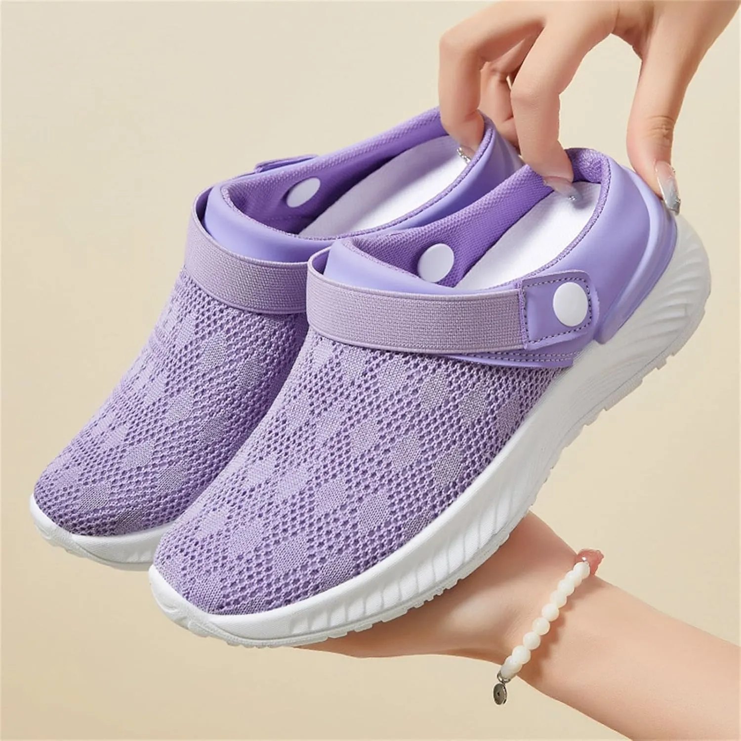 Women's Orthopedic Shoes Summer Breathable Mesh Slippers Lightweight Non Slip Gym Workout Running Shoes Comfortable Arch Support Mules Slip On Walking Clogs with Plantar Fasciitis Soles