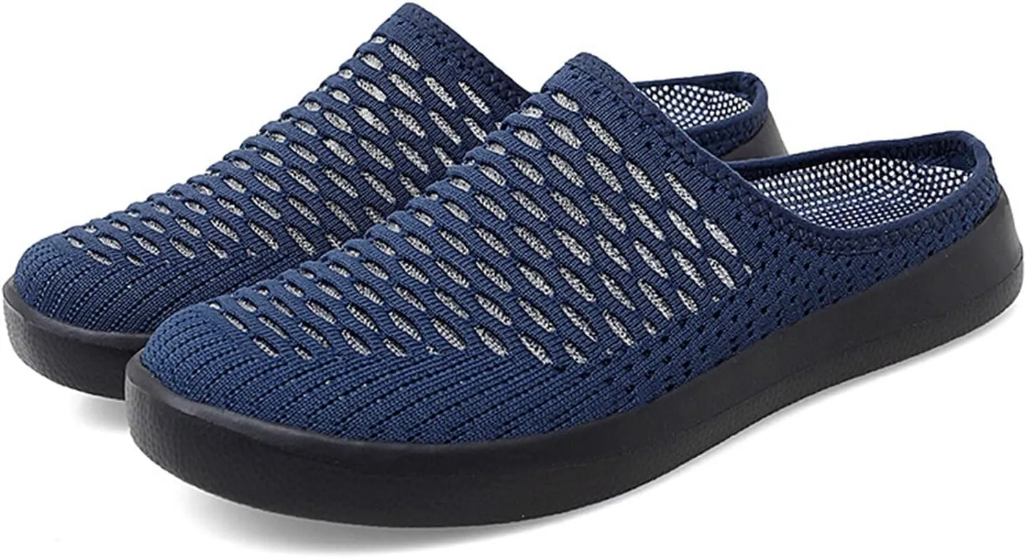 Women's Orthopedic Walking Shoes - Lightweight, Loose Fit, Breathable, Mesh-Comfortable Slip on Half Flip Flops Mesh Gym Work Shoes Fashion Sneakers Athletic Shoes