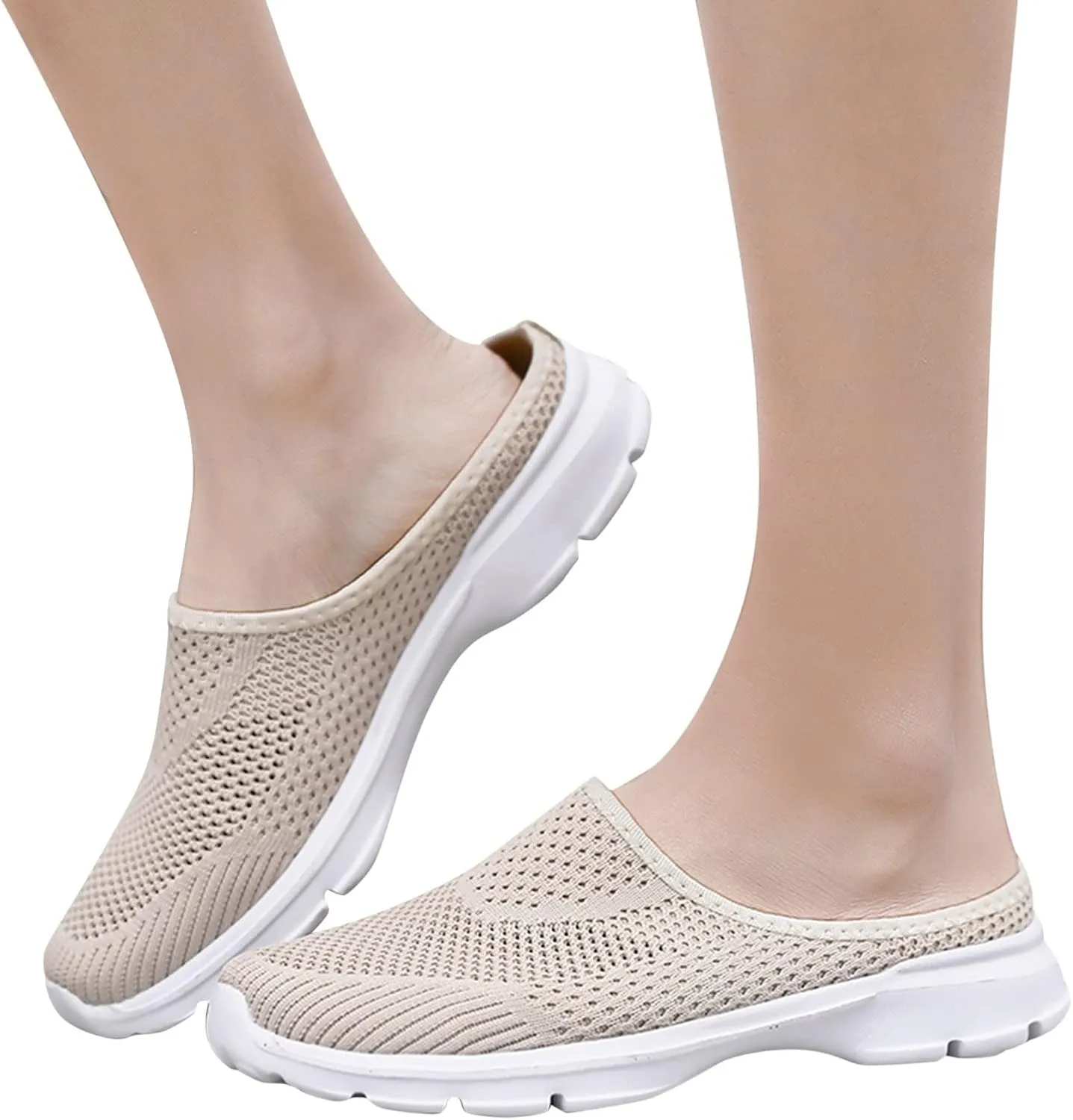 Women's Orthopedic Walking Shoes - Lightweight, Loose Fit, Breathable, Mesh-Comfortable Slip on Half Flip Flops Mesh Gym Work Shoes Fashion Sneakers Athletic Shoes