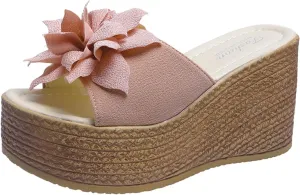 Women's Platform High Heeled Bow-Knot Wedge Flip-Flops Bohemia Casual Open Toe Espadrille Slippers Shoes