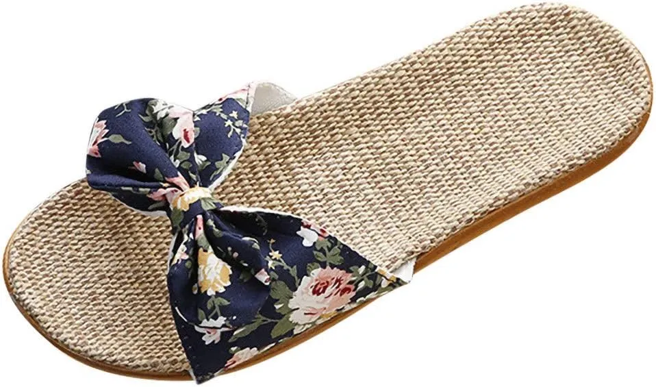 Womens Sandals, Womens Flower Flip-Flops, Summer Clip-Toe Flats, Indoor Outdoor Slippers Light Non-Slip