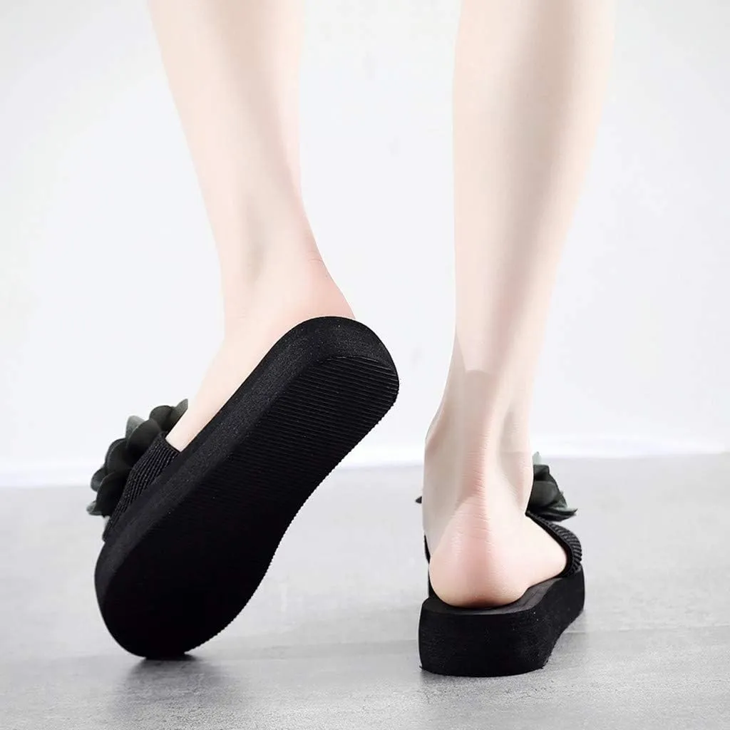 Womens Sandals, Womens Flower Flip-Flops, Summer Clip-Toe Flats, Indoor Outdoor Slippers Light Non-Slip