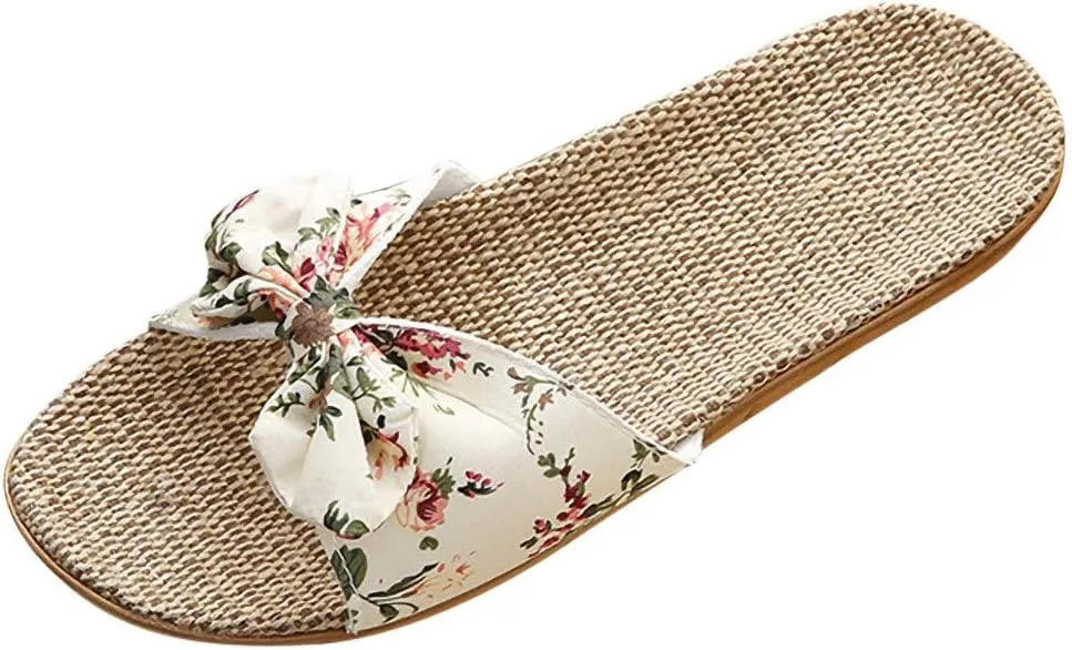 Womens Sandals, Womens Flower Flip-Flops, Summer Clip-Toe Flats, Indoor Outdoor Slippers Light Non-Slip