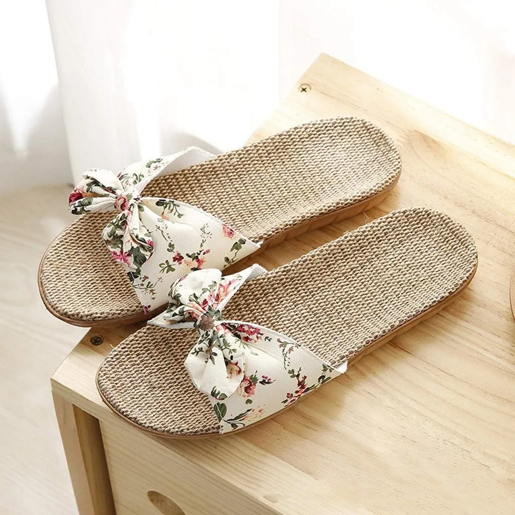 Womens Sandals, Womens Flower Flip-Flops, Summer Clip-Toe Flats, Indoor Outdoor Slippers Light Non-Slip