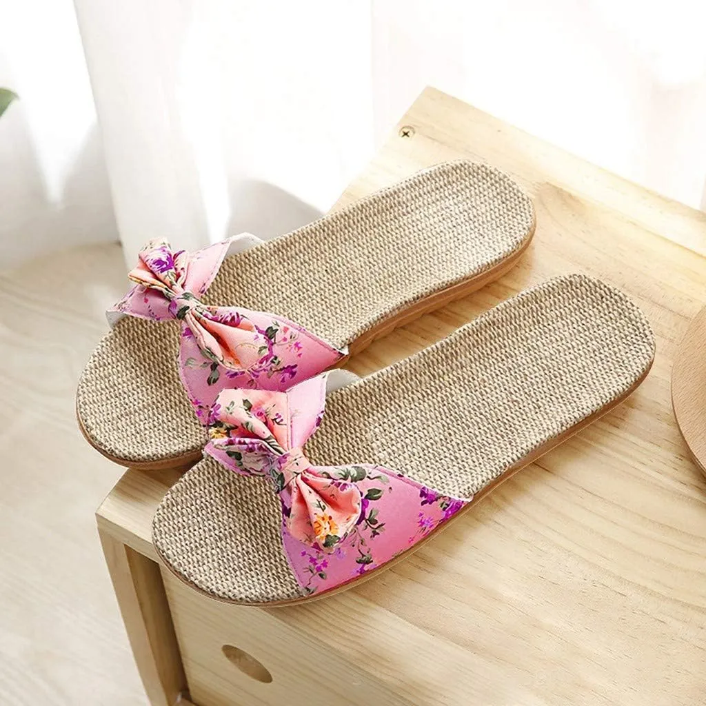 Womens Sandals, Womens Flower Flip-Flops, Summer Clip-Toe Flats, Indoor Outdoor Slippers Light Non-Slip