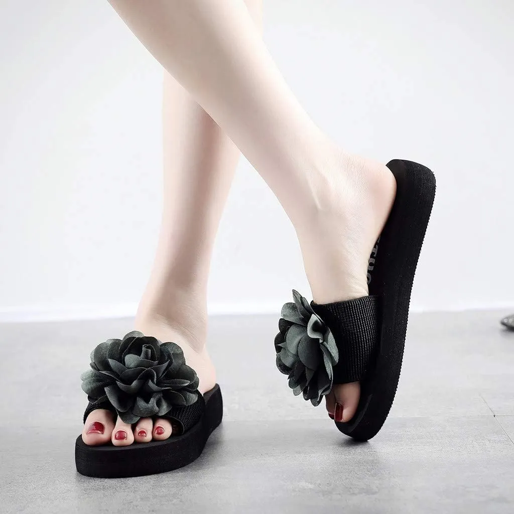 Womens Sandals, Womens Flower Flip-Flops, Summer Clip-Toe Flats, Indoor Outdoor Slippers Light Non-Slip