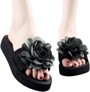 Womens Sandals, Womens Flower Flip-Flops, Summer Clip-Toe Flats, Indoor Outdoor Slippers Light Non-Slip