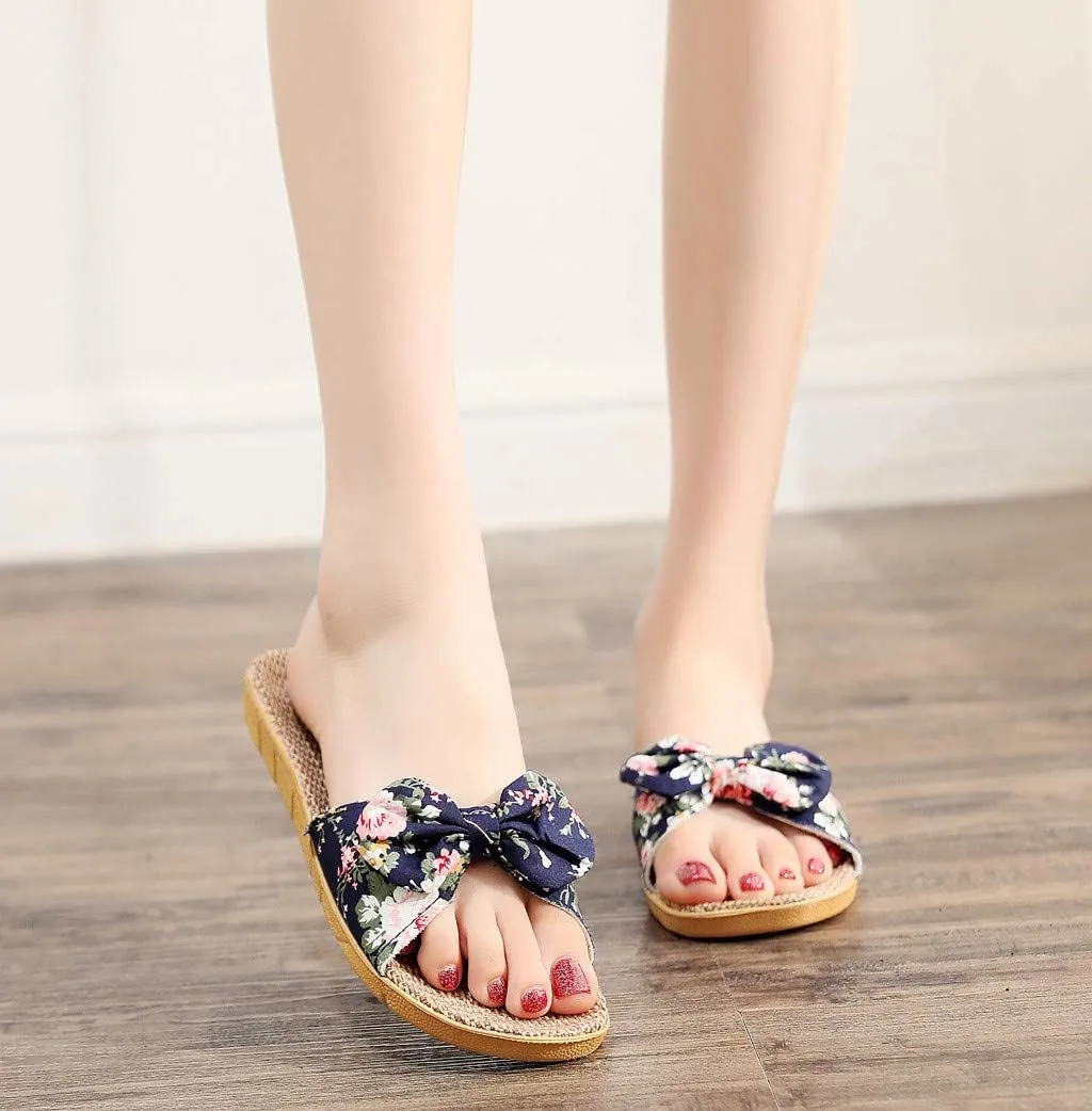 Womens Sandals, Womens Flower Flip-Flops, Summer Clip-Toe Flats, Indoor Outdoor Slippers Light Non-Slip