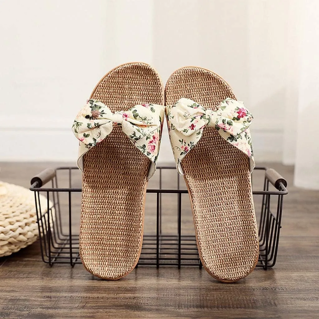 Womens Sandals, Womens Flower Flip-Flops, Summer Clip-Toe Flats, Indoor Outdoor Slippers Light Non-Slip