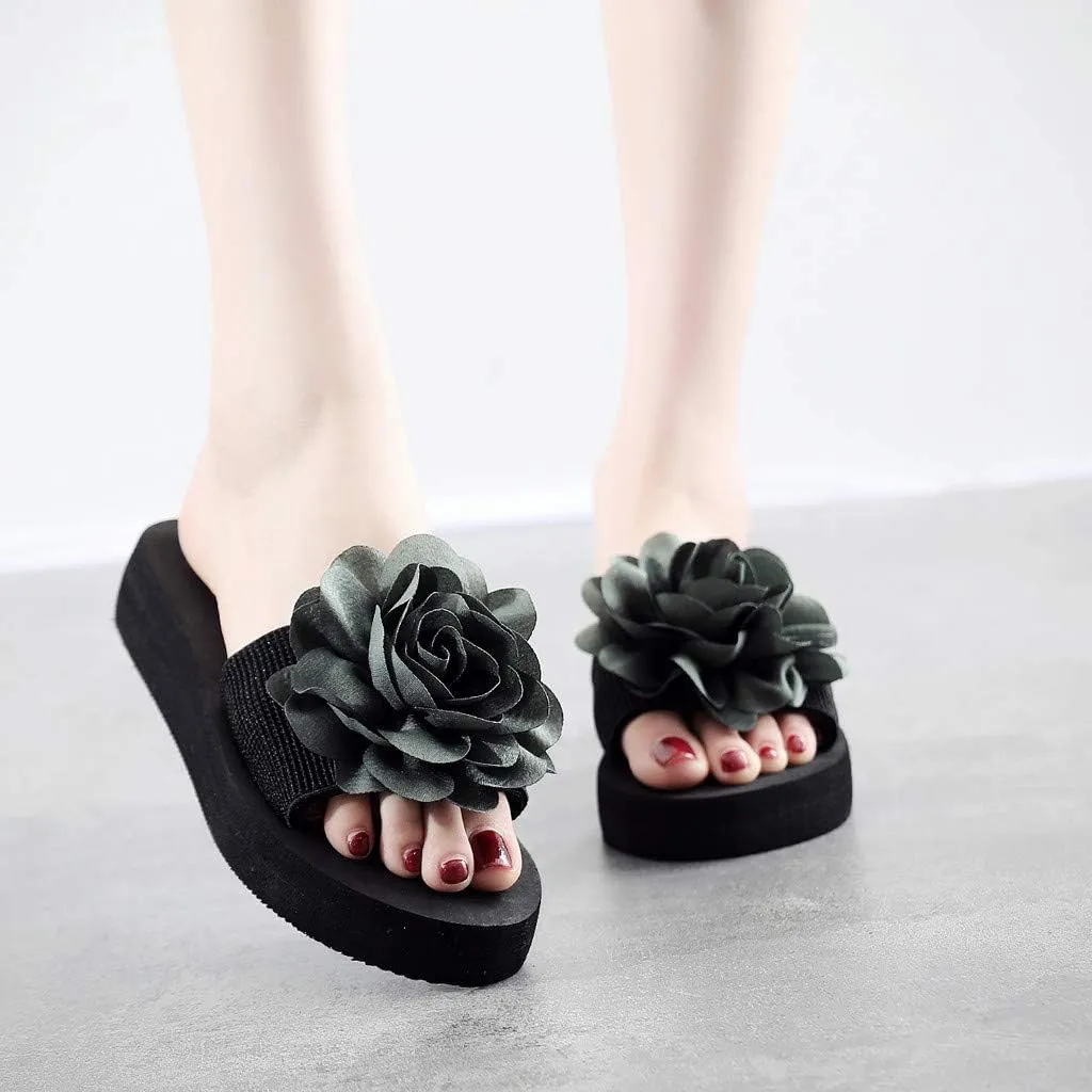 Womens Sandals, Womens Flower Flip-Flops, Summer Clip-Toe Flats, Indoor Outdoor Slippers Light Non-Slip