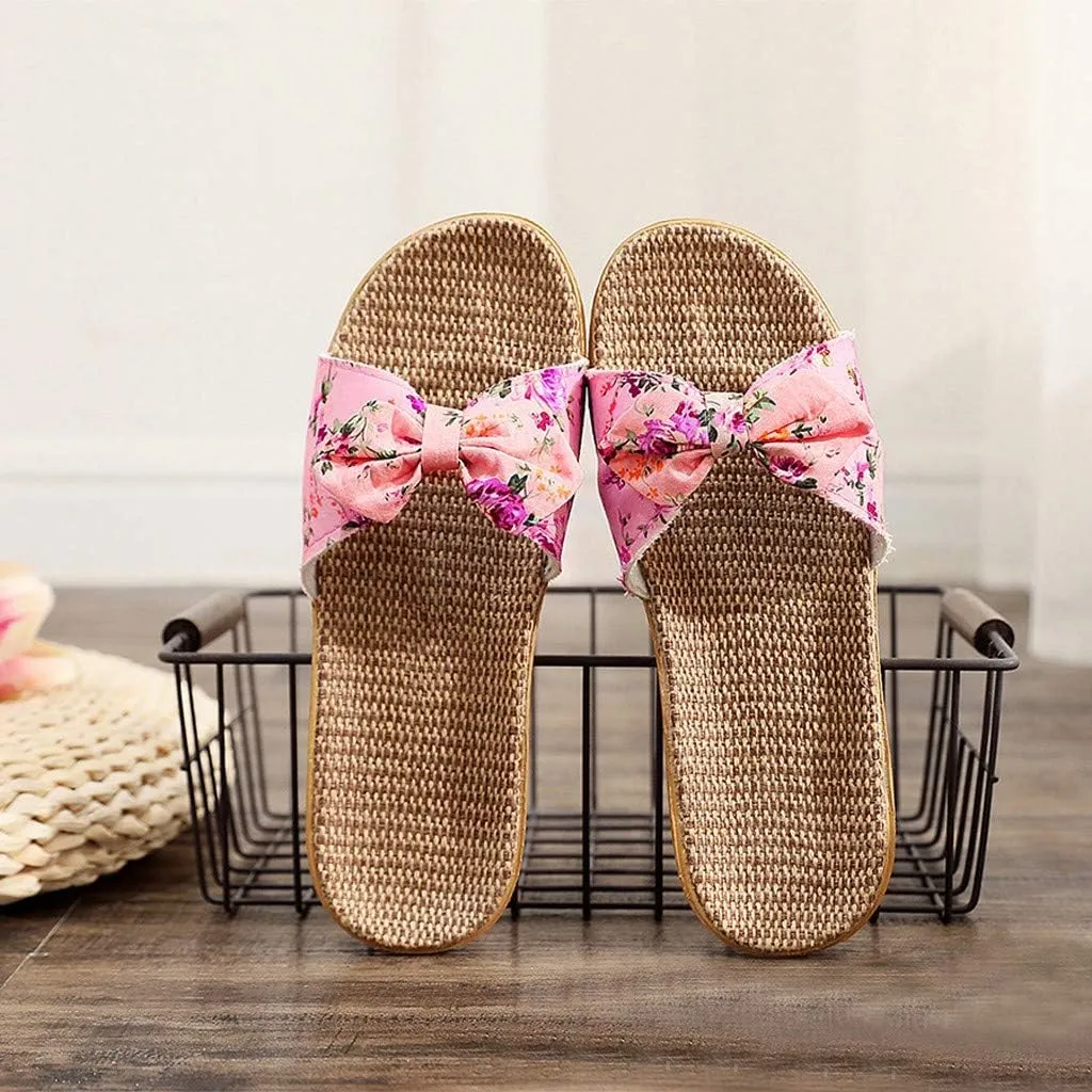Womens Sandals, Womens Flower Flip-Flops, Summer Clip-Toe Flats, Indoor Outdoor Slippers Light Non-Slip