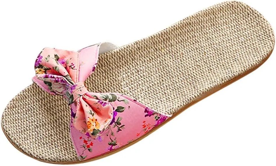 Womens Sandals, Womens Flower Flip-Flops, Summer Clip-Toe Flats, Indoor Outdoor Slippers Light Non-Slip