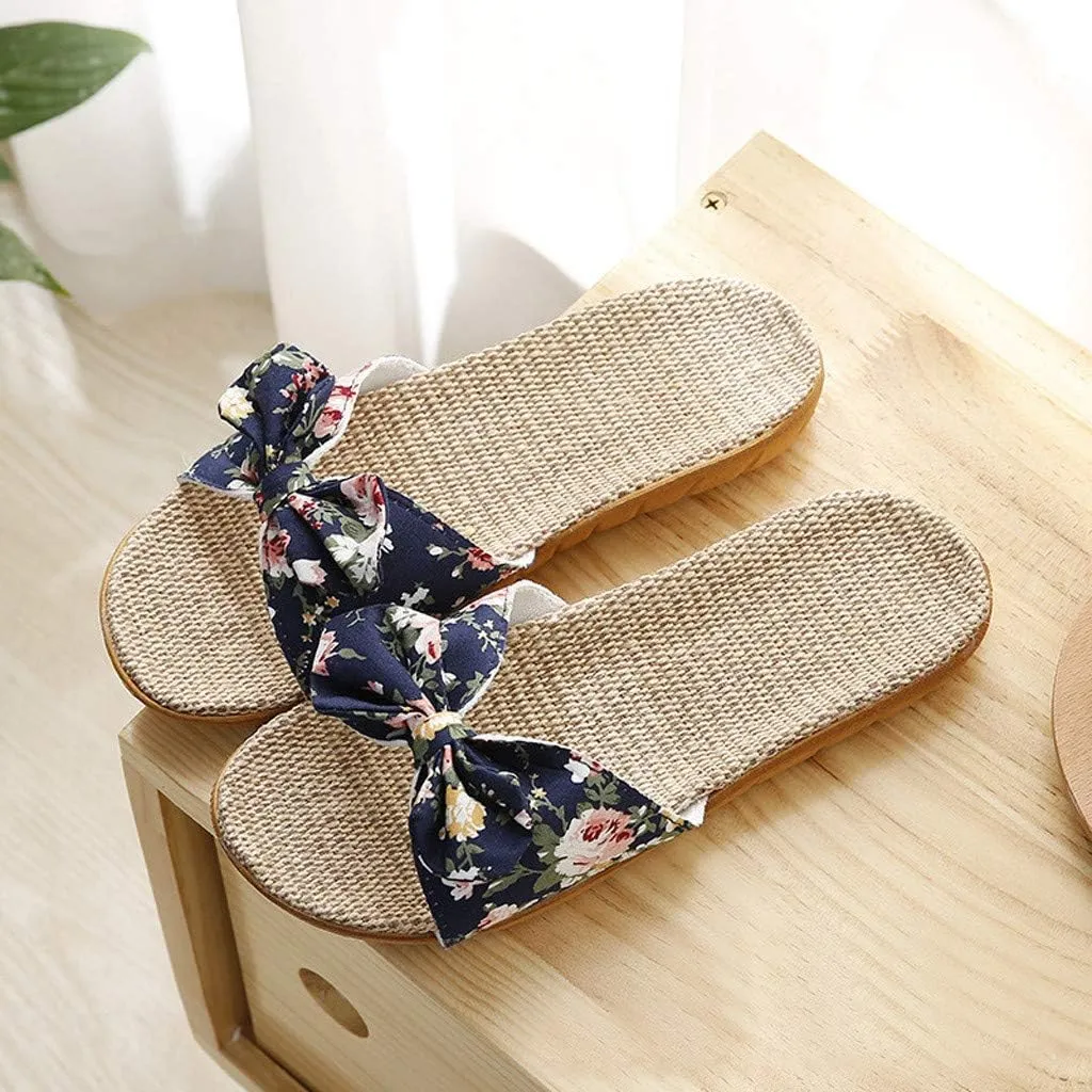 Womens Sandals, Womens Flower Flip-Flops, Summer Clip-Toe Flats, Indoor Outdoor Slippers Light Non-Slip