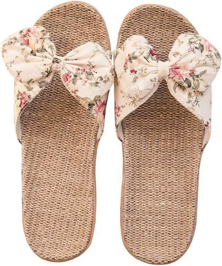 Womens Sandals, Womens Flower Flip-Flops, Summer Clip-Toe Flats, Indoor Outdoor Slippers Light Non-Slip