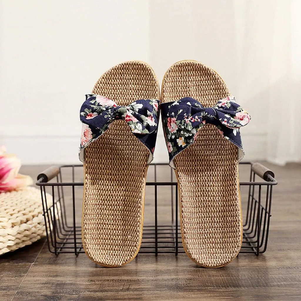 Womens Sandals, Womens Flower Flip-Flops, Summer Clip-Toe Flats, Indoor Outdoor Slippers Light Non-Slip