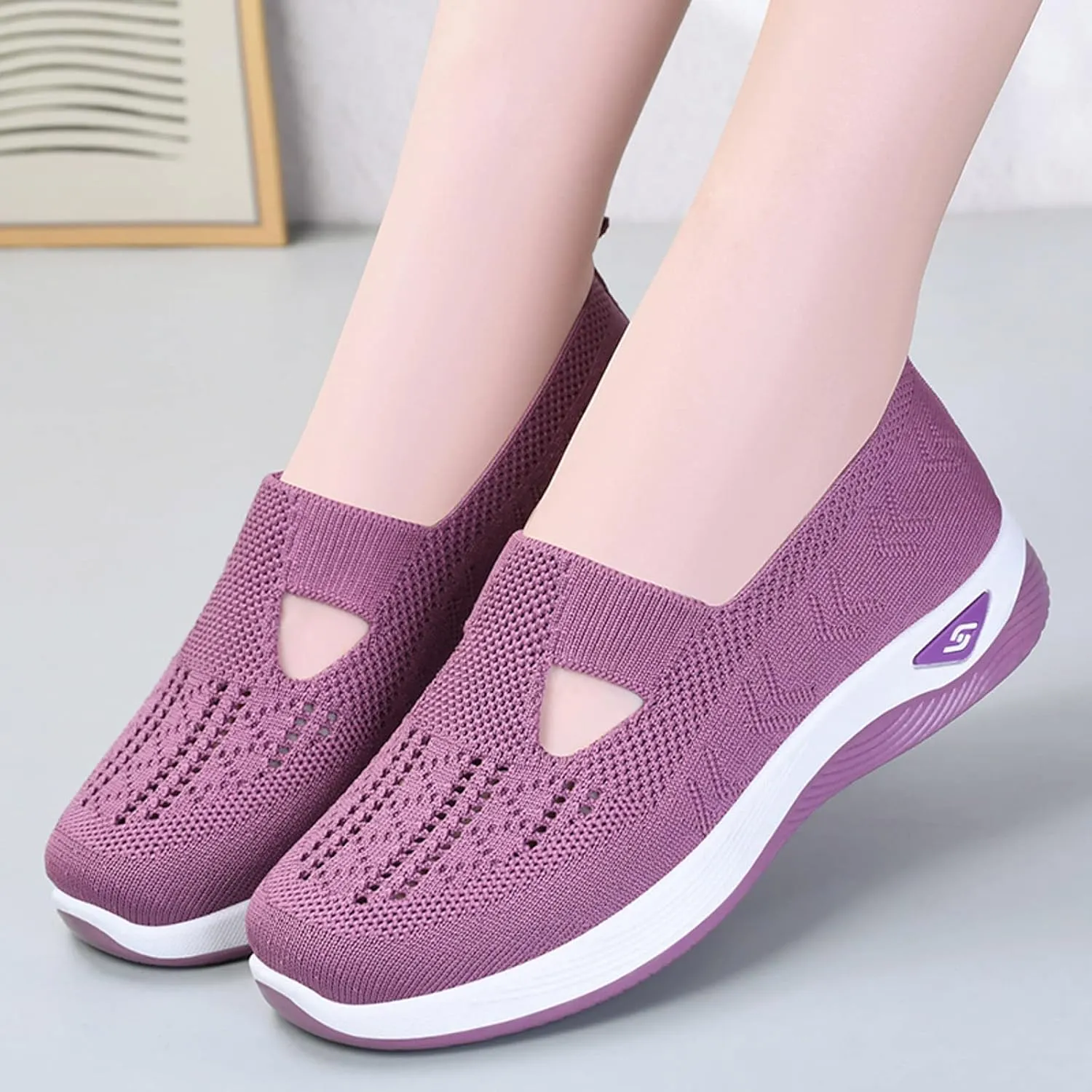 Women's Slip on Sneakers Orthopedic Walking Shoes Lightweight Comfortable Running Shoes Anti-Slip Mesh Shoes Sneakers