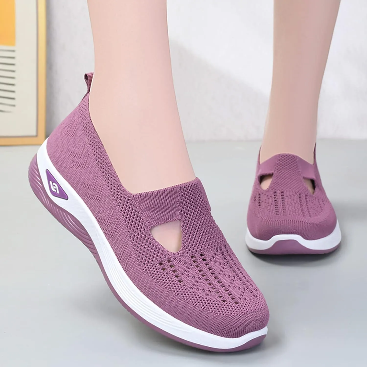 Women's Slip on Sneakers Orthopedic Walking Shoes Lightweight Comfortable Running Shoes Anti-Slip Mesh Shoes Sneakers