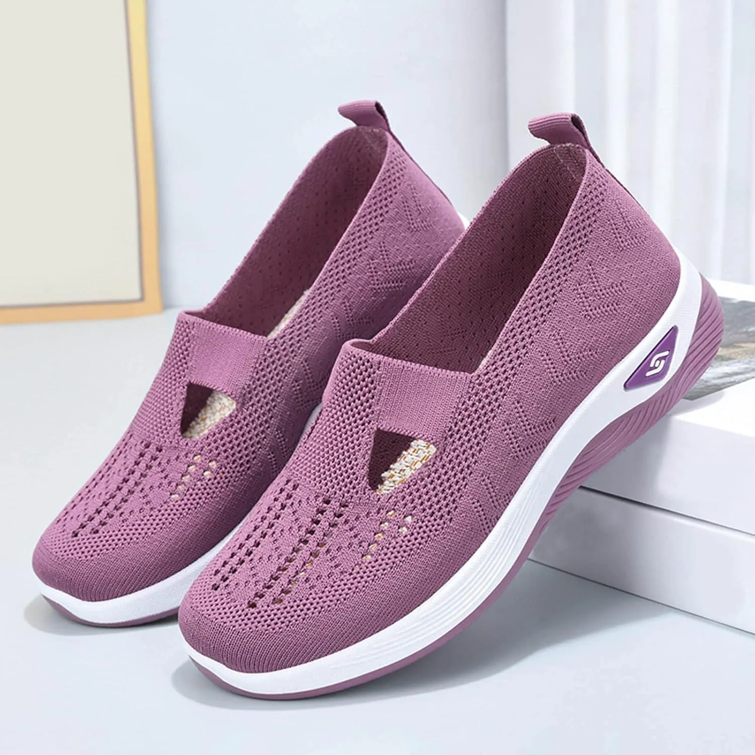 Women's Slip on Sneakers Orthopedic Walking Shoes Lightweight Comfortable Running Shoes Anti-Slip Mesh Shoes Sneakers