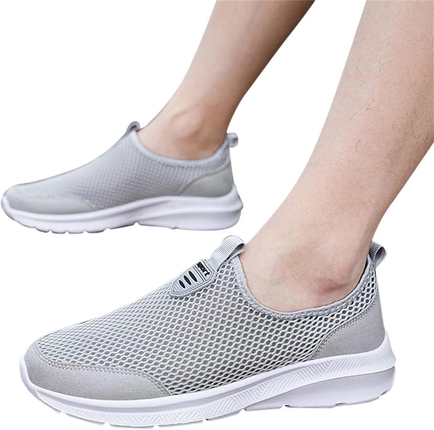 Womens Slip On Walking Shoes Lightweight Breathable Non Slip Womens Running Shoes Wide Women's Casual Shoes Slip On Sneakers Tennis Shoe White Loafers