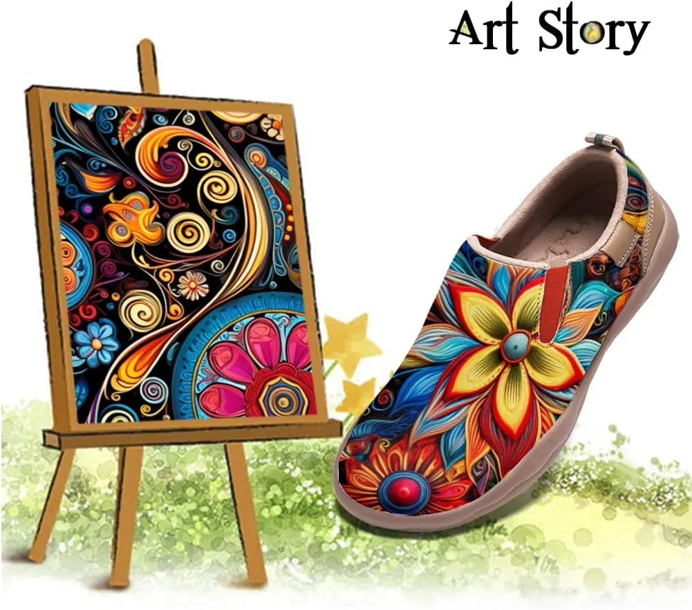 Women's Slip-Ons Floral Painted Loafers Comfortable Walking Travel Shoes
