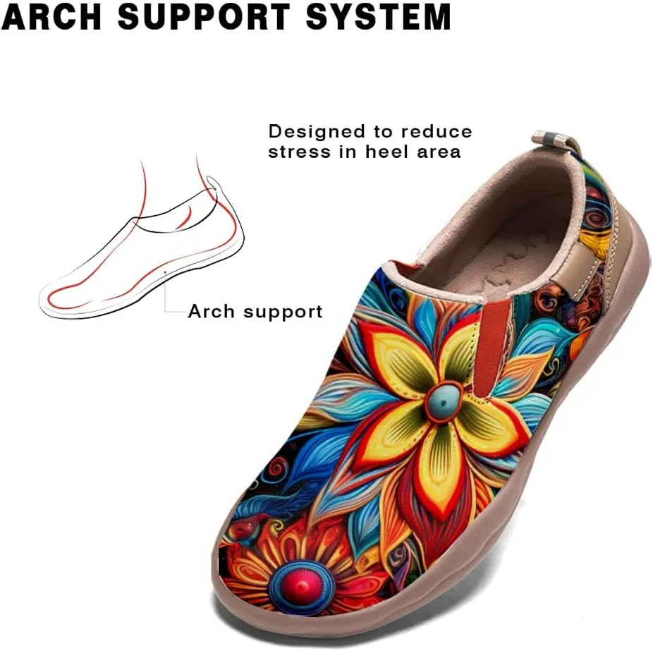 Women's Slip-Ons Floral Painted Loafers Comfortable Walking Travel Shoes