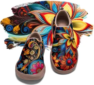 Women's Slip-Ons Floral Painted Loafers Comfortable Walking Travel Shoes