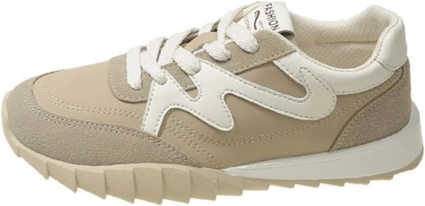 Women's Spring/Autumn Casual Sport Shoes White Dad Trainers Lightweight Breathable Soft Leather Lace-Up Fashion Sneakers