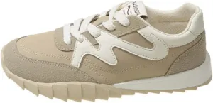Women's Spring/Autumn Casual Sport Shoes White Dad Trainers Lightweight Breathable Soft Leather Lace-Up Fashion Sneakers