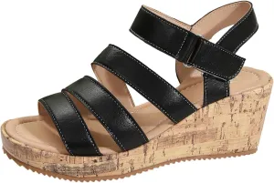 Women's Strappy Wedge Sandal Wedge Sandals Comfortable Orthopedic Platform Arch Support Open Toe Walking Shoes