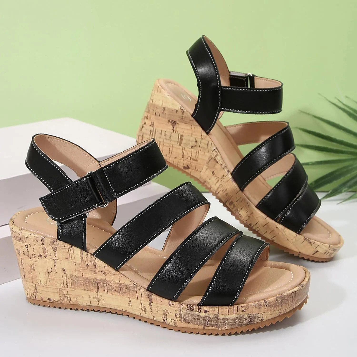 Women's Strappy Wedge Sandal Wedge Sandals Comfortable Orthopedic Platform Arch Support Open Toe Walking Shoes