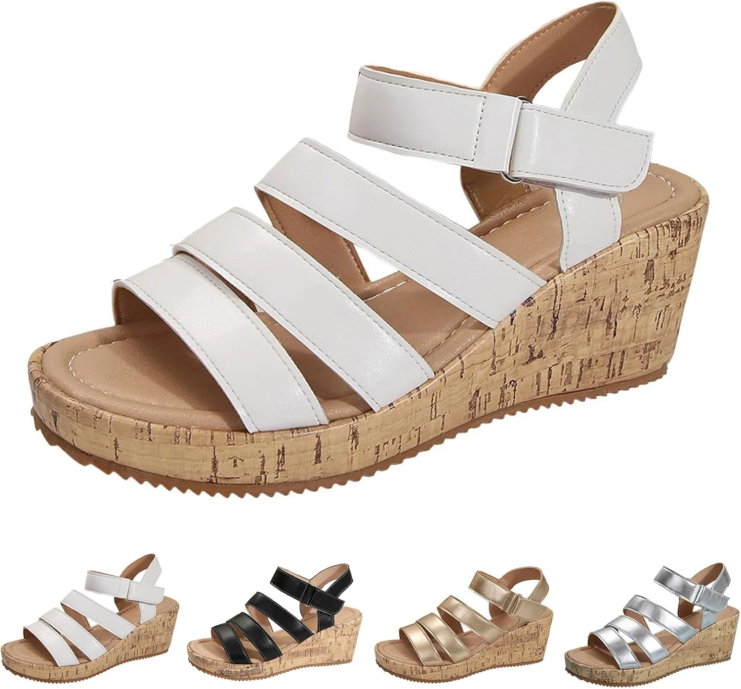 Women's Strappy Wedge Sandal Wedge Sandals Comfortable Orthopedic Platform Arch Support Open Toe Walking Shoes