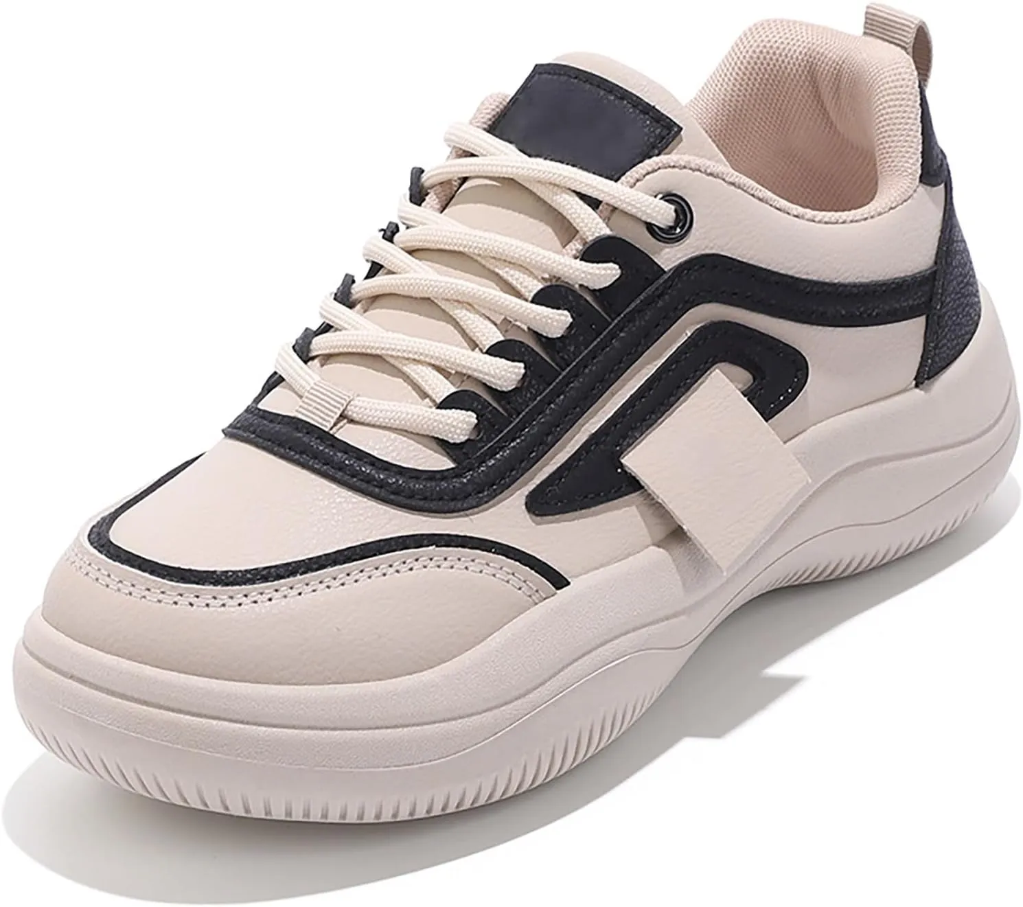 Womens Thick Sole Sneakers Comfy Lace-up Casual Breathable Soft Walking Running Shoes Comfortable Tennis Shoes Non Slip Summer Spring Women's Sneakers