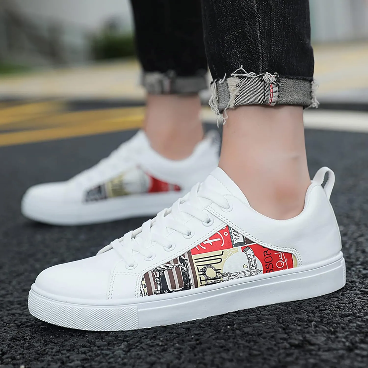 Women's White Fashion Sneakers Women's Sneakers Women's Walking Shoes Comfortable & Lightweight Black Loafers Women Platform High Top Sneakers for Women