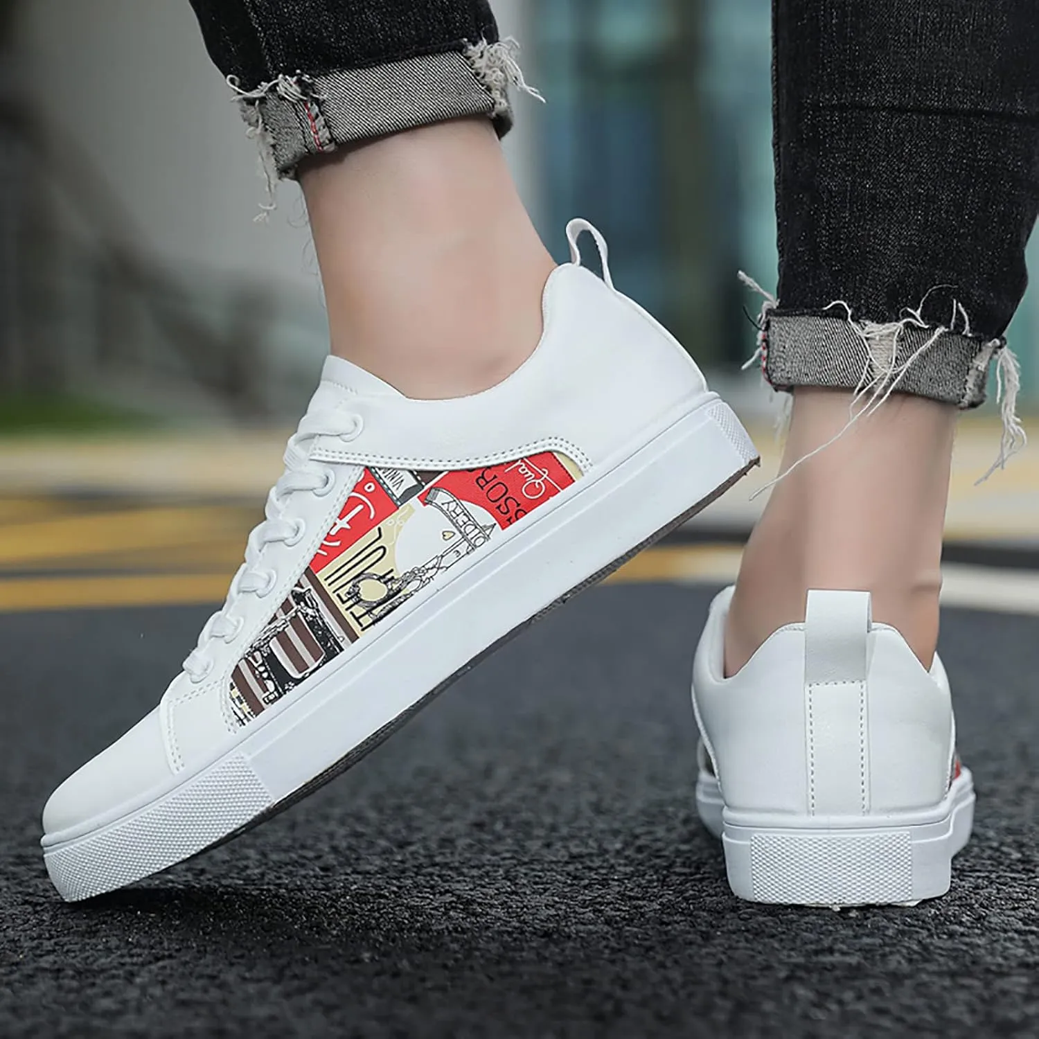 Women's White Fashion Sneakers Women's Sneakers Women's Walking Shoes Comfortable & Lightweight Black Loafers Women Platform High Top Sneakers for Women