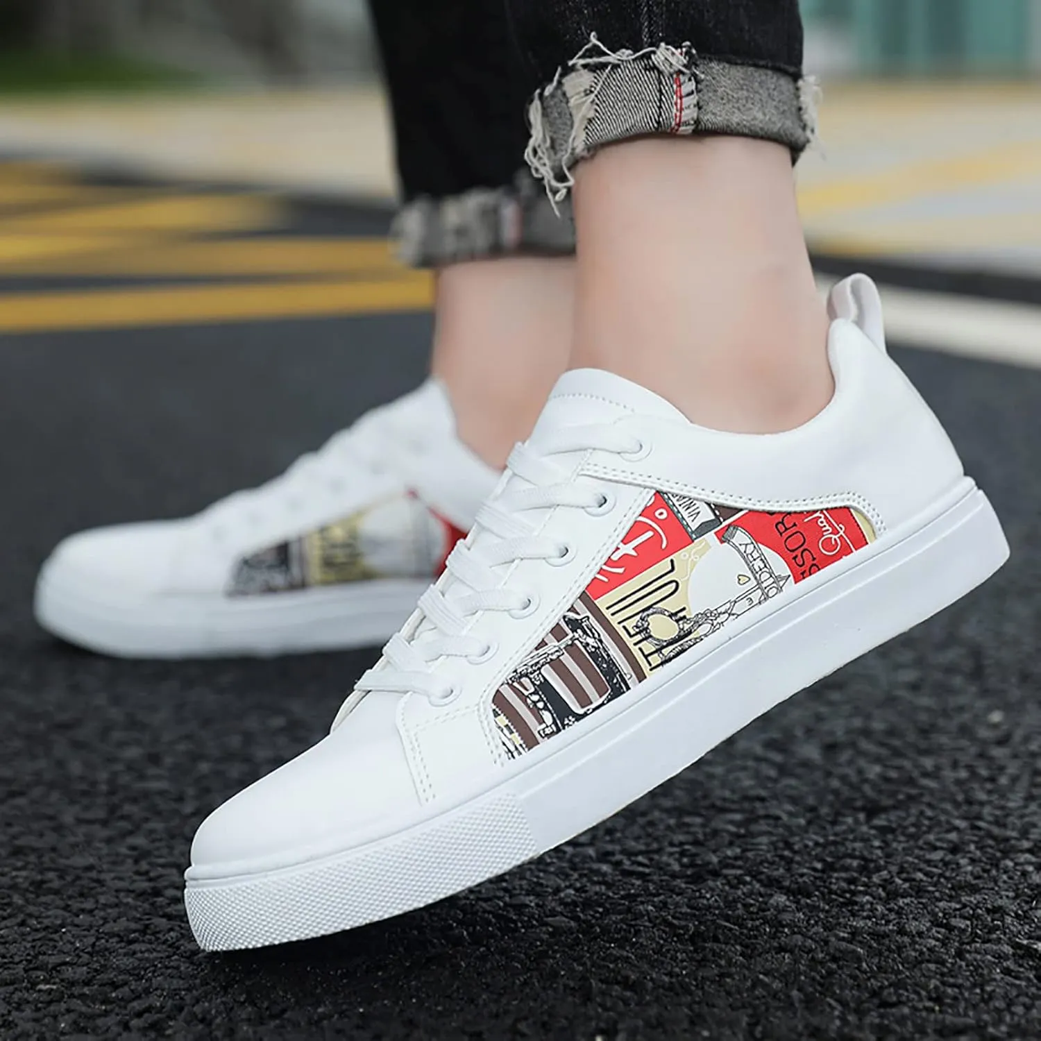Women's White Fashion Sneakers Women's Sneakers Women's Walking Shoes Comfortable & Lightweight Black Loafers Women Platform High Top Sneakers for Women