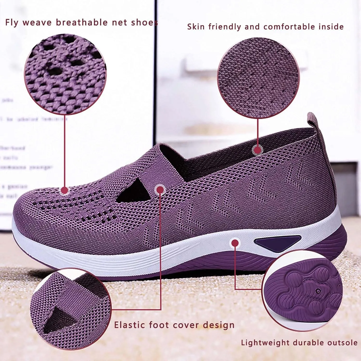 Women's Woven Orthopedic Breathable Soft Shoes Non Slip Work Shoes Women Walking Casual Work Shoes Walking Sneakers Platform Tennis Shoe Cross Trainer Shoe